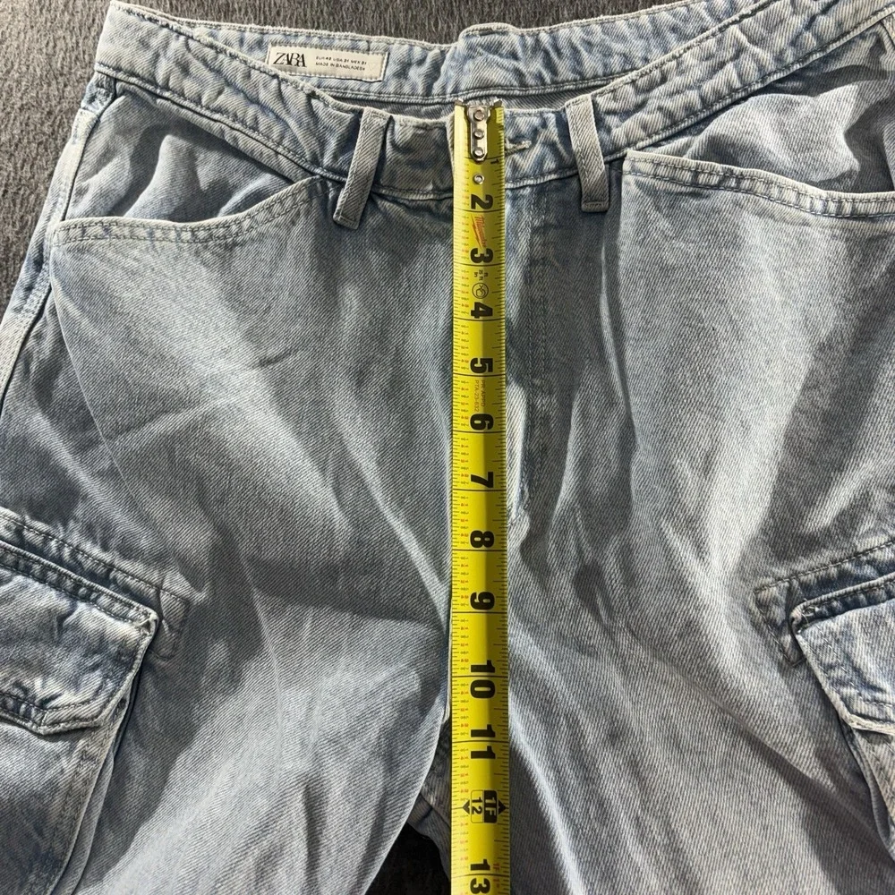 Zara Denim Cargo Shorts Size 31 Baggy Hip Hop Skater Jeans Light wash